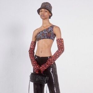 NWT Marcell Von Berlin SS21 $395 One Shoulder Flame Top